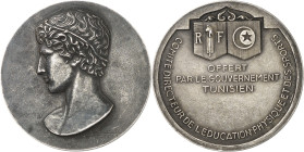 TUNISIE - TUNISIA
IIIe République (1870-1940). Médaille, Comité directeur de l’Éducation physique et des Sports, par M. Delannoy ND, Paris (Arthus-Ber...