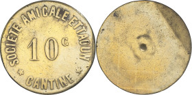 TUNISIE - TUNISIA
IIIe République (1870-1940). Monnaie de nécessité, Cantine de la Société amicale Ettaoun, 10 centimes ND.
Élie - - Lec.- ; Laiton - ...
