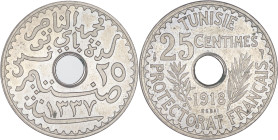 TUNISIE - TUNISIA
Mohamed el-Naceur, Bey (1906-1922). Essai de 25 centimes 1918 - AH 1337, Paris.
Lec.128 ; Cupro-nickel - 5,04 g - 24 mm - 6 h
Superb...