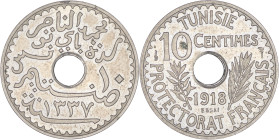 TUNISIE - TUNISIA
Mohamed el-Naceur, Bey (1906-1922). Essai de 10 centimes 1918 - AH 1337, Paris.
Lec.107 ; Cupro-nickel - 3,95 g - 21 mm - 6 h
Superb...
