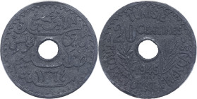 TUNISIE - TUNISIA
Mohamed Lamine, Bey (1943-1957). Essai-piéfort de 20 centimes 1945 - AH 1364, Paris.
Lec.125 - KM.PE1 ; Zinc - [7,00] g - 24 mm - 6 ...