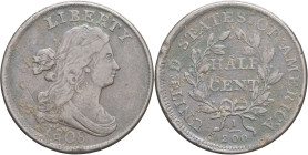USA - UNITED STATES OF AMERICA
République fédérale des États-Unis d’Amérique (1776-à nos jours). Half cent, buste drapé 1808, Philadelphie.
KM.33 ; Cu...