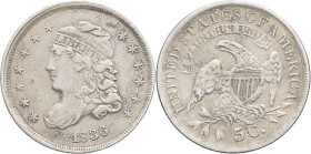 USA - UNITED STATES OF AMERICA
République fédérale des États-Unis d’Amérique (1776-à nos jours). 5 cents (half dime), buste coiffé 1836, Philadelphie....