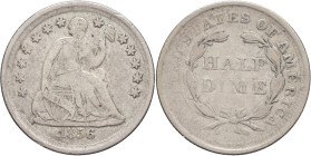 USA - UNITED STATES OF AMERICA
République fédérale des États-Unis d’Amérique (1776-à nos jours). Half dime, Liberté assise 1856, Philadelphie.
KM.A62....