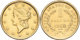 USA - UNITED STATES OF AMERICA
République fédérale des États-Unis d’Amérique (1776-à nos jours). 1 dollar 1852, Philadelphie.
KM.73 - Fr.84 ; Or - 1,5...