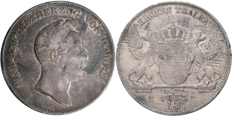 Baden: Karl Leopold Friedrich 1830-1852: Taler 1833 (Kronentaler) mit Stern unte...