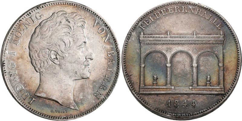 Bayern: Ludwig I. 1825-1848: Geschichtsdoppeltaler 1844, Feldherrnhalle. AKS 106...