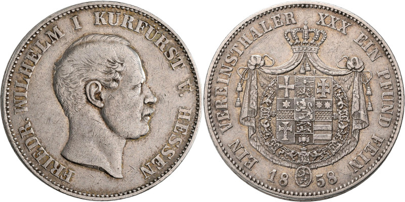 Hessen-Kassel: Friedrich Wilhelm I. 1847-1866: Taler 1858 (Vereinstaler) mit Sig...