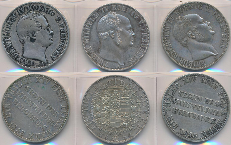 Preußen: Friedrich Wilhelm IV. 1840-1861: Lot 3 Taler, dabei Ausbeutetaler 1845 ...