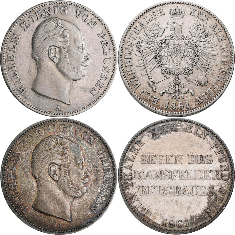 Preußen: Wilhelm I. 1861-1888: Taler 1861 A (Vereinstaler, AKS 97), dabei noch A...