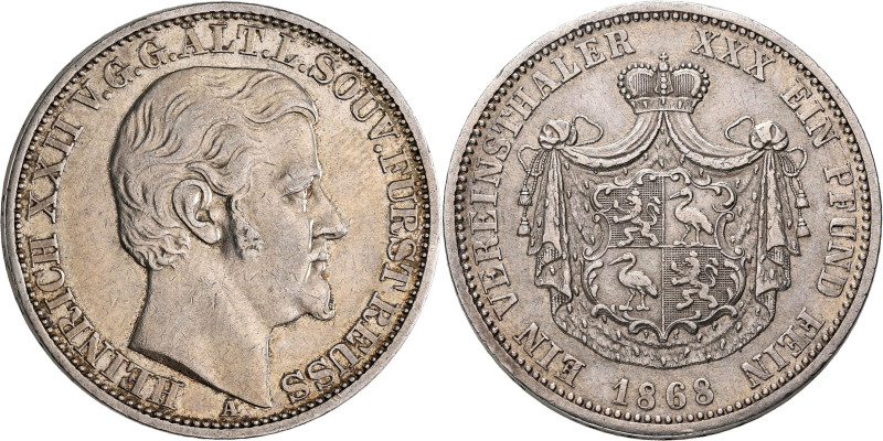 Reuß älterer Linie (Obergreiz): Heinrich XXII. 1859-1902: Taler 1868 (Vereinstal...
