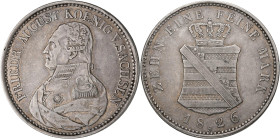 Sachsen: Friedrich August I. 1806-1827: Taler 1826 S (Konventionstaler). AKS 30, Jaeger 41. sehr schön.
 [differenzbesteuert]