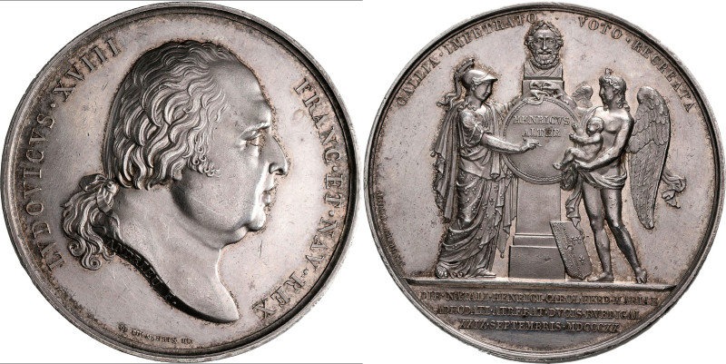 Medaillen alle Welt: Frankreich, Ludwig XVIII. 1814, 1815-1824: Silbermedaille 1...