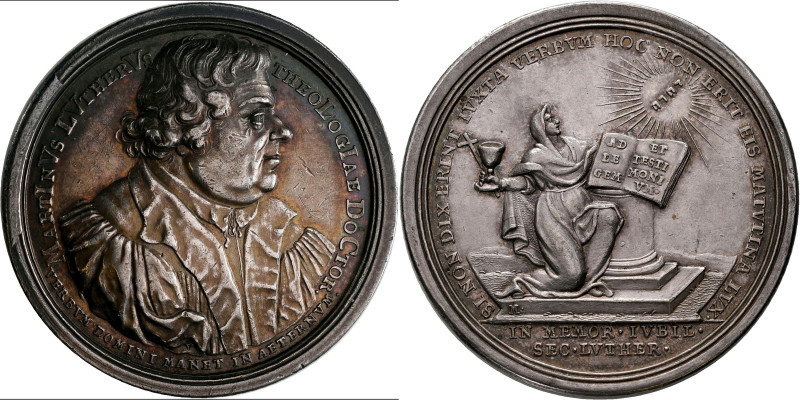 Medaillen - Religion: Nürnberg: Silbermedaille 1717, Stempel von Georg Wilhelm V...