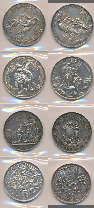 Medaillen - Religion: Lot 4 Silbermedaillen von Leo Zimpel um 1900: 2 x Taufe am...