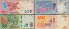 Argentina: Banco Central de la República Argentina, lot with 39 banknotes, series ND(2002-2024), comprising 13x 20 Pesos (P.361, aUNC/UNC), 20 Pesos R...