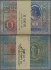 Austria: 100 Kronen 9.1.1912, original bundle of 100 notes with banderole of Austro-Hungarian Bank, stamped 8.11.1918, P, 12, despite from minor corne...