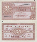 Austria: Alliierte Militärbehörde 25 Schilling 1944, P.108a, nice original shape with a fire hole on upper right, Condition: VF.
 [differenzbesteuert...