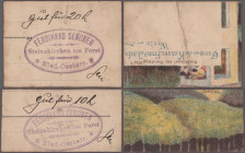 Austria: Steinakirchen am Forst, Ferdinand Senoner, 10, 20 Heller o.D., auf Teilstücken von Ansichtskarten, K/K 1021, I,II
 [differenzbesteuert]