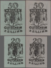 Austria: Zeilling, Ortsgemeinde, 20 und 50 Heller 1921, jeweils drei Varianten, K/K S1264 III a,b,d, I,I-II
 [differenzbesteuert]