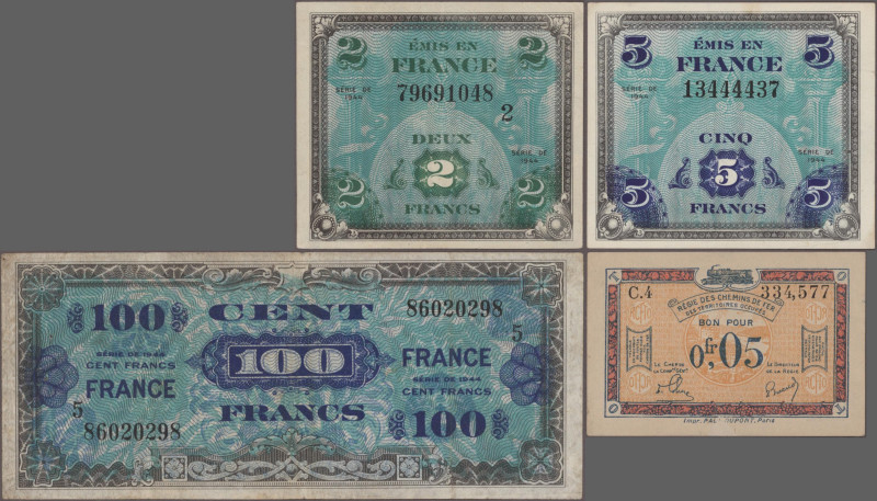 France: 10 Francs 3.6.1971 (unc), 100 Francs 1.9.1977 (VF+), 100 Francs 1989 (XF...