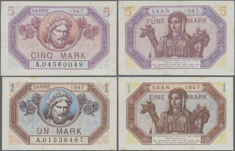 Deutschland - Nebengebiete Deutsches Reich: Saarmark Ausgabe 1947, 1 Mark 1947, ...