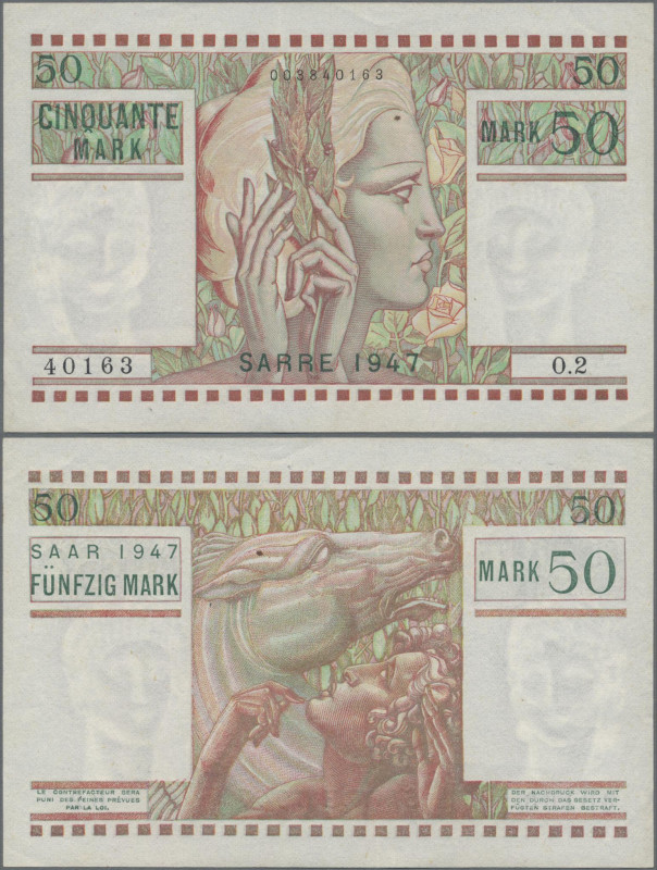 Deutschland - Nebengebiete Deutsches Reich: Saarmark Ausgabe 1947, 50 Mark 1947,...