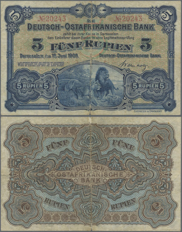 Deutschland - Kolonien: Deutsch-Ostafrika, 5 Rupien 15.6.1905, Grab. DOA-1, IV, ...
