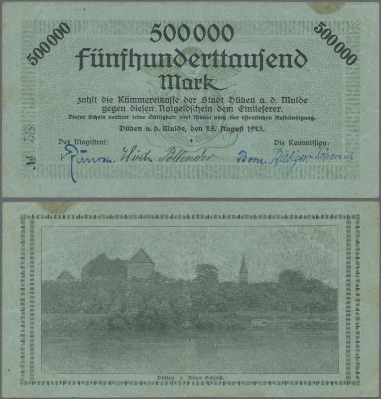 Deutschland - Notgeld - Sachsen-Anhalt: Düben a. d. Mulde, Stadt, 500 Tsd. Mark,...