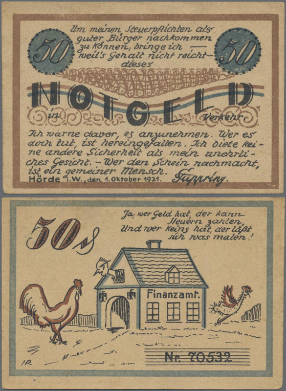 Deutschland - Notgeld - Westfalen: Hörde, F. Cuppring, 50 Pf., 1.10.1921, Scherz...