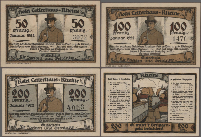 Deutschland - Notgeld - Westfalen: Rheine, Hotel Letterhaus, 50, 100 Pf. (beide ...