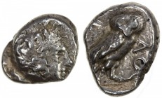 ATHENS: ca. 4th century BC, AR drachm (4.22g), cf. Sear-2538 for the generic type, head of Athena // owl, crude style, said to be contemporary imitati...