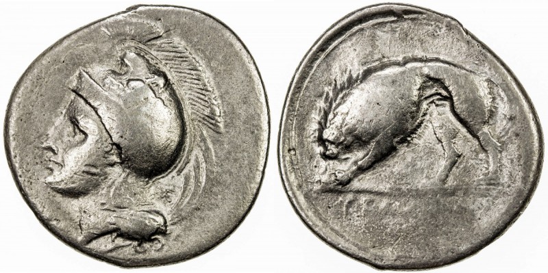 LUCANIA: Anonymous, ca. 334-300 BC, AR stater (7.05g), Velia, BMC-88, head of At...