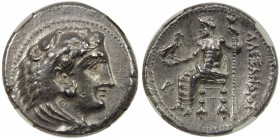 MACEDONIA: Alexander III, the Great, 336-323 BC, AR tetradrachm, early Ptolematic issue, Byblos mint, bust of Heracles in lion skin right // Zeus seat...