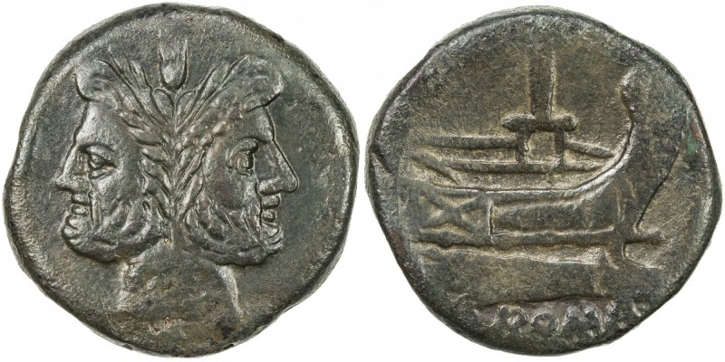 ROMAN REPUBLIC: Annoymous, ca. 157-155 BC, AE as (26.31g), Rome, S-712, laureate...