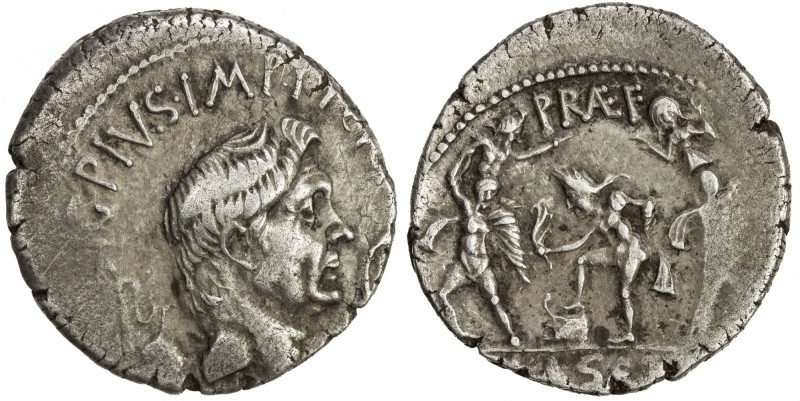 ROMAN IMPERATORIAL PERIOD: Sextus Pompey, in Sicily, 43-36 BC, AR denarius (3.89...