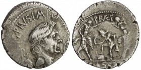ROMAN IMPERATORIAL PERIOD: Sextus Pompey, in Sicily, 43-36 BC, AR denarius (3.89g), Sicily (42-40 BC), S-1392, Cr-511/3, MAC PIVS IMP ITER, bare head ...