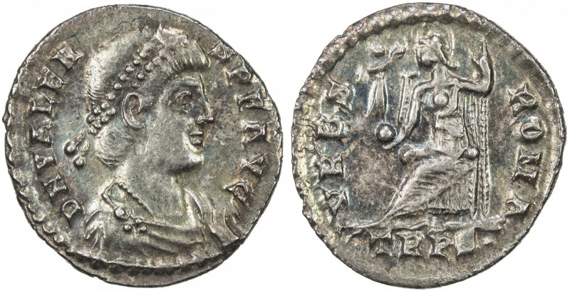 ROMAN EMPIRE: Valens, 364-378 AD, AR siliqua (1.88g), S-19675, Roma seated on th...