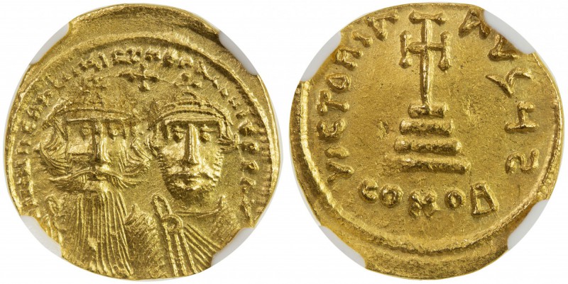 BYZANTINE EMPIRE: Heraclius, 610-641, AV solidus, Constantinople, S-734, busts o...