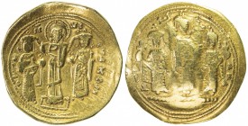 BYZANTINE EMPIRE: Romanus IV Diogenes, 1068-1071, AV histamenon nomisma (3.07g), Constantinople, S-1861, Christ crowning Romanus & Eudocia // Michael,...