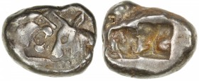 ACHAIMENIDIAN EMPIRE: Anonymous, ca. 546-510, AR siglos (5.38g), S-3424, lion facing bull // two punches, derived from the Kroisos series of Lydia, an...