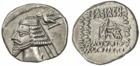 PARTHIAN KINGDOM: Phraates IV, c. 38-2 BC, AR drachm (3.74g), Ekbatana (Hamadan), Shore-277/79, bust left with medium beard, diademed, with eagle crow...
