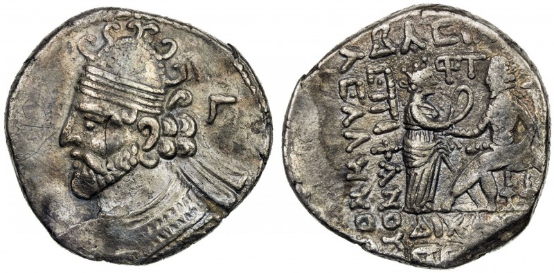 PARTHIAN KINGDOM: Vologases II, AD 77-80, BI tetradrachm (13.70g), Seleukeia, SE...