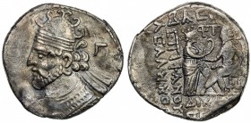 PARTHIAN KINGDOM: Vologases II, AD 77-80, BI tetradrachm (13.70g), Seleukeia, SE390 (78/79 AD), Shore-387, bust left, wearing tiara with hooks on top,...