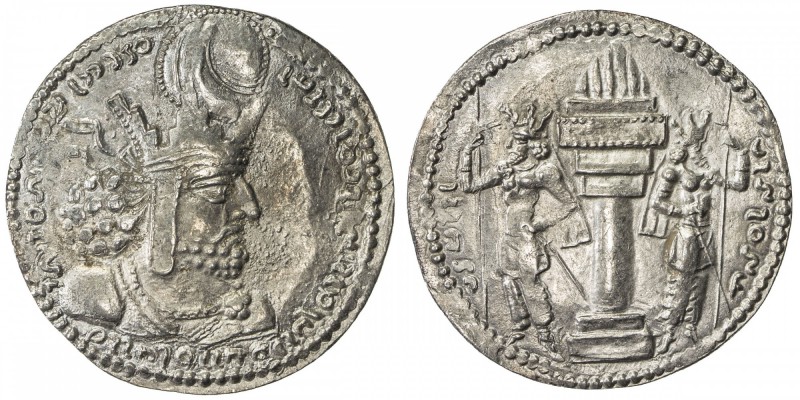 SASANIAN KINGDOM: Shapur I, 241-272, AR drachm (4.20g), G-23, bust of Ardashir r...