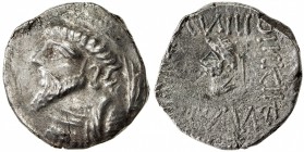 ELYMAIS: Kamnaskires V, ca. 62-54 BC, AR tetradrachm (15.34g), Van t'Haaff-9.2, diademed bust left, anchor behind // similar portrait with short hair,...