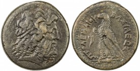 PTOLEMAIS: Ptolemy III, 246-221 BC, AE 35 (42.97g), SNGCop 190, diademed head of Zeus-Ammon, with large horn // eagle standing on thunderbolt, head le...