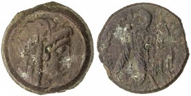 PTOLEMAIS: Ptolemy V Epiphanes, 204-180 BC, AE 25 (14.43g), Alexandreia mint, Svoronos-1233, head of Isis right, wearing wreath of grain ears, and her...
