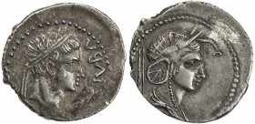 MAURETANIA: Juba II, 25 BC - 23 AD, AR denarius (2.93g), Müller-18, REX IVBA; king's head right, diademed // bust of Africa right, wearing elephant sk...