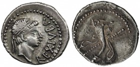 MAURETANIA: Juba II, 25 BC - 23 AD, AR denarius (2.55g), Müller-20, REX IVBA; diademed head right // cornucopiae with fillet hanging to either side, t...